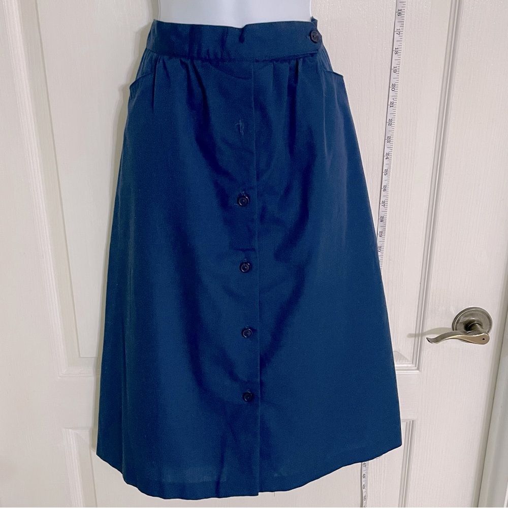 Vintage Julane Navy Blue Button-Down Skirt